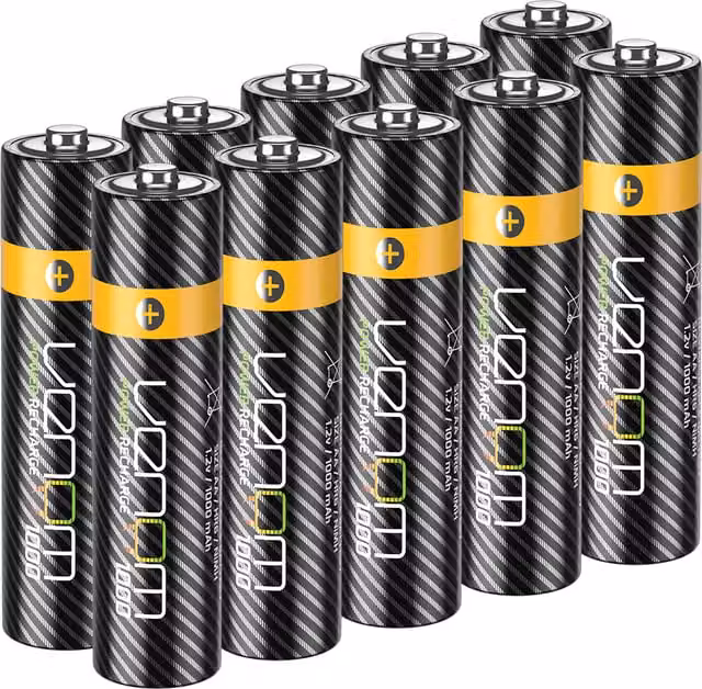 Venom AA Rechargeable Batteries, 10 Pack, Orange and Multicolour
