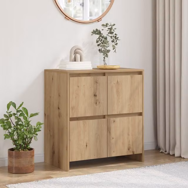 Berkfield Home Artisan Oak Sideboard with Door in Brown, W/D/H: 70 x 41 x 75 cm