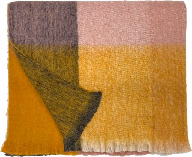Divante Hartley Check Throw in Ochre and Yellow Multicolour