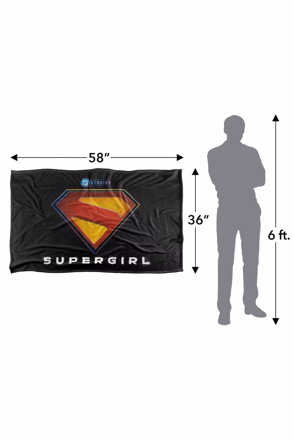 Warner Bros. Supergirl 2026 Full Colour Shield Name Under Royal Silky Touch Super Soft Fleece Throw Blanket, Multicolour, W: 152 cm, D: 127 cm – 8