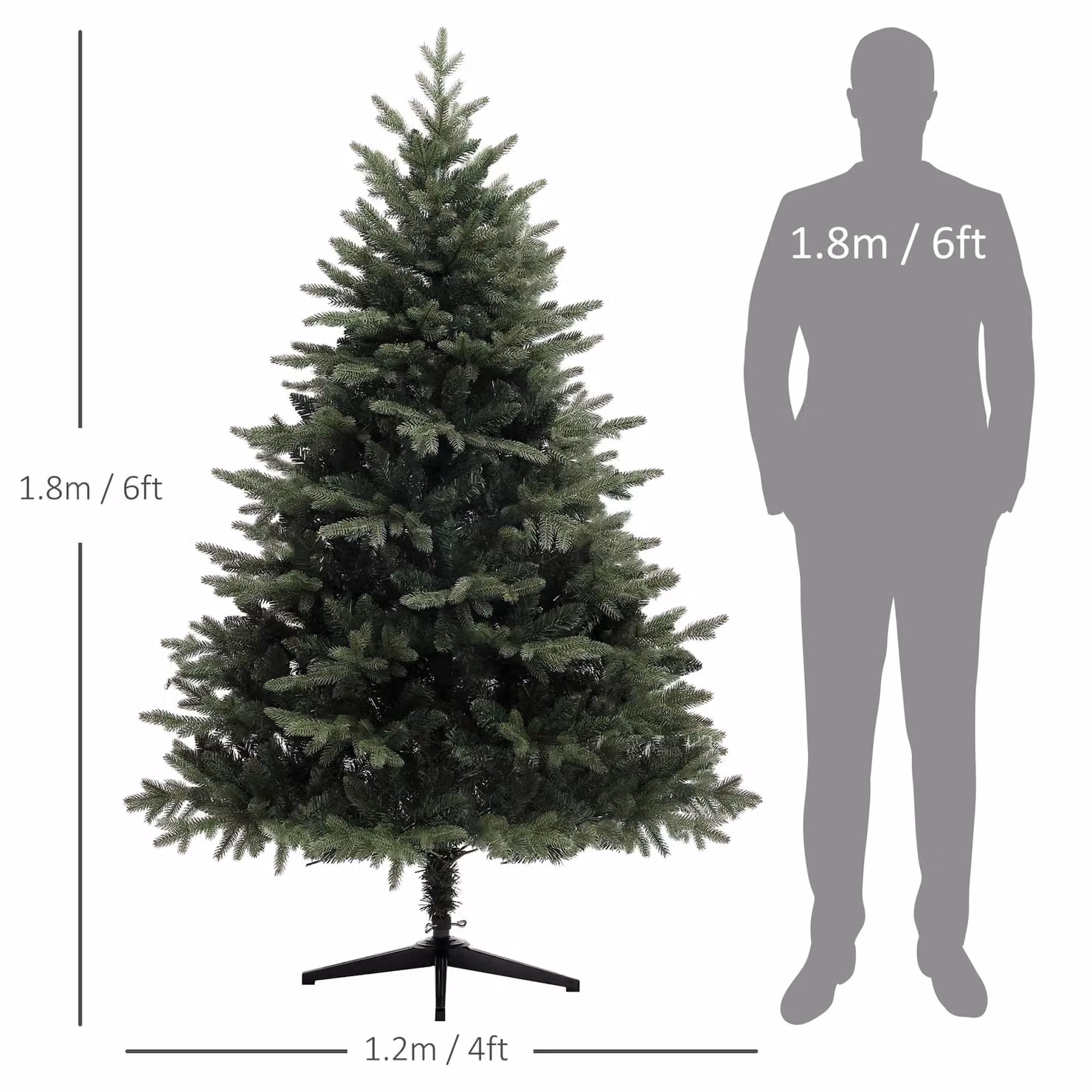 HOMCOM Green Artificial Spruce Christmas Tree, Height: 182.88 cm – 3