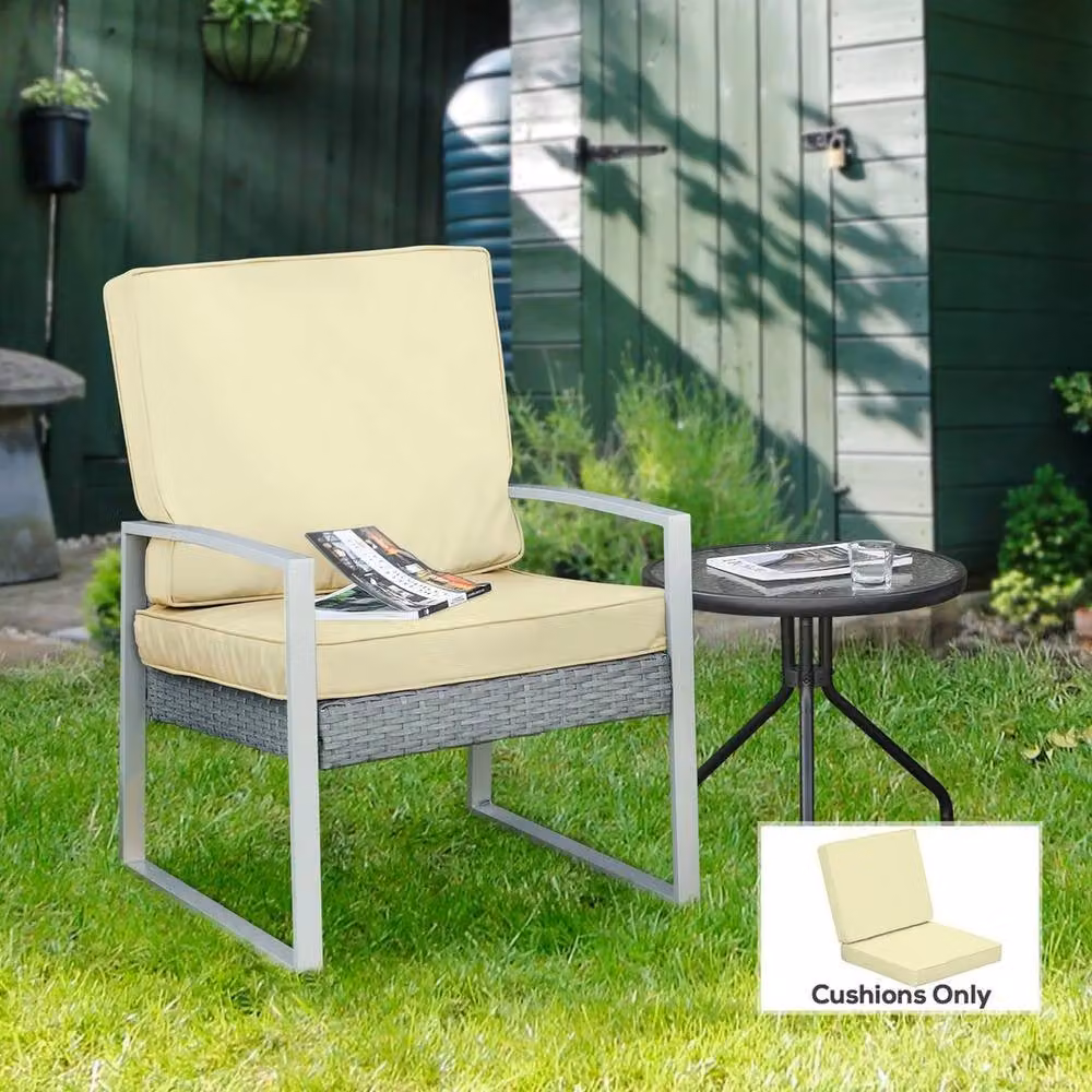 KORVIXA Outdoor Seat and Back Cushion Set in Beige, Width: 100 cm – 3
