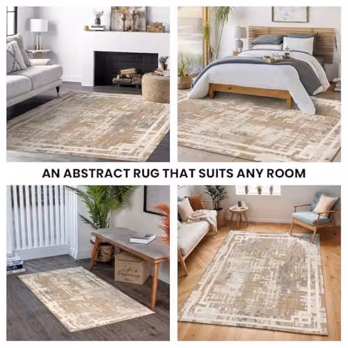 Livabliss Martina Taza Abstract Modern Marble Rug, Beige and Grey, W: 80 cm, D: 150 cm – 3