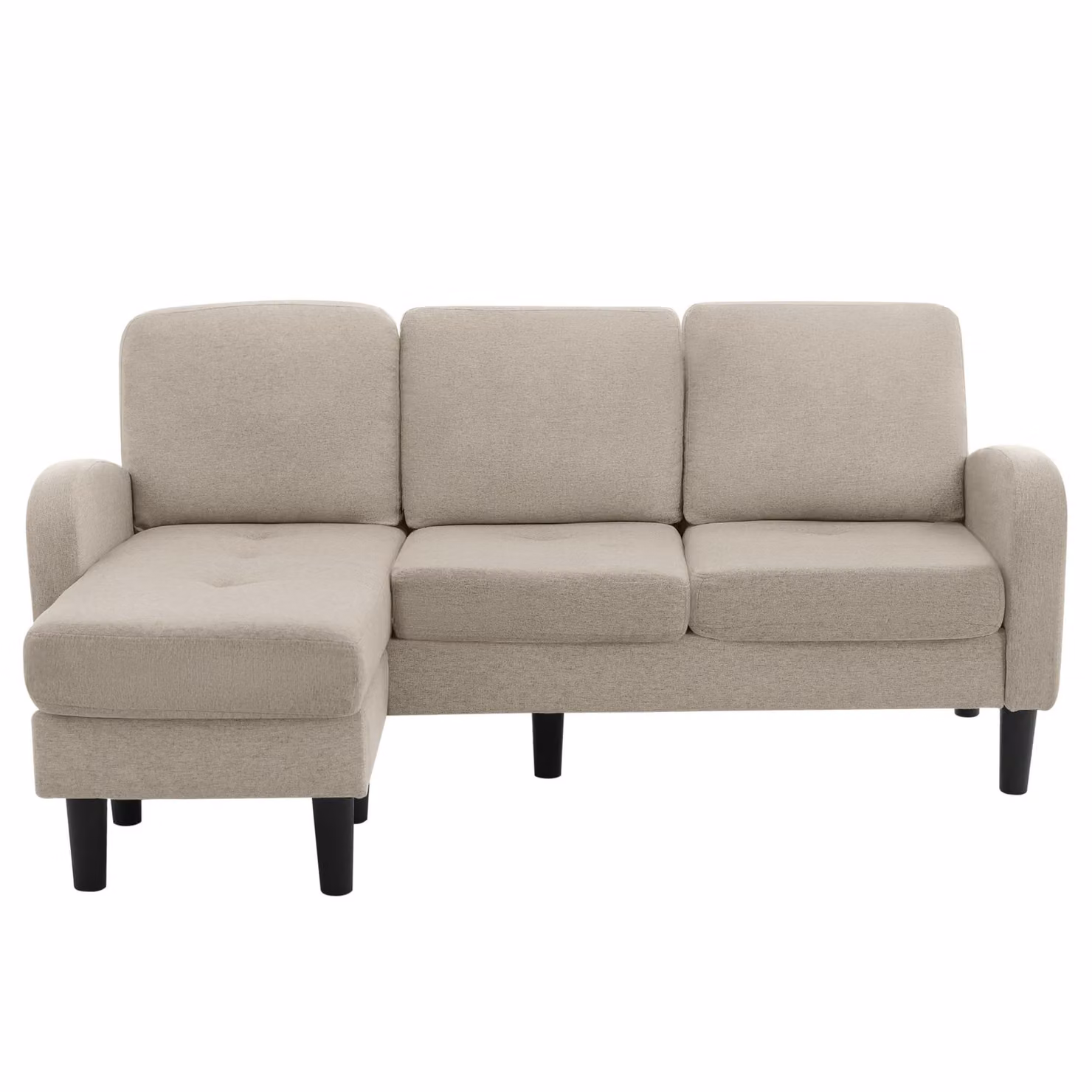 Aosom UK 3-Seater L-Shaped Corner Sofa with Reversible Chaise Lounge and Extra Scatter Cushions, Beige and Grey, W/D/H: 116 x 118 x 82 cm – 2