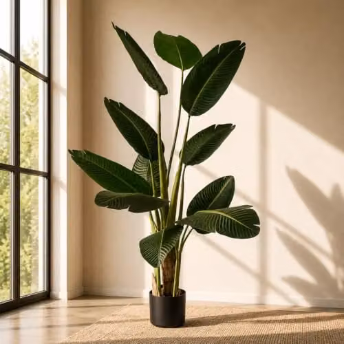 Leaf Design UK Realistic Potted Artificial Green Palm Tree, H 120 cm x W 50 cm x D 50 cm – 2