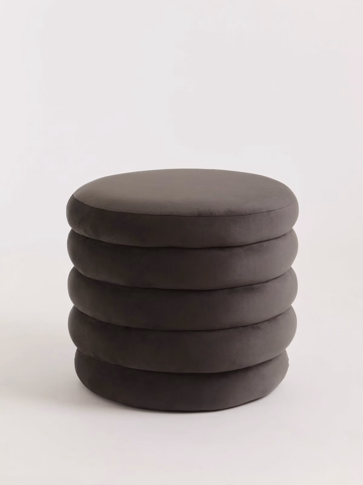 Orsina Mink Grey Velvet Round Cylindrical Footstool – 4