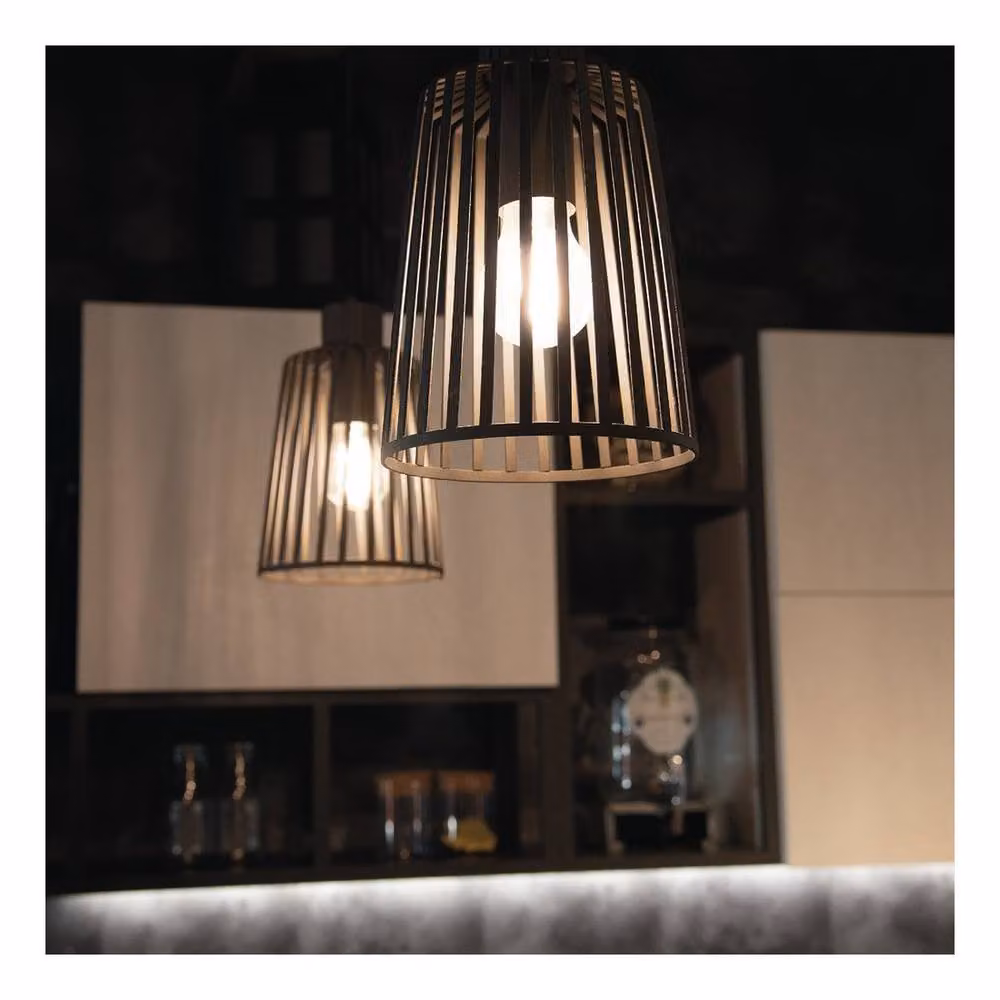 Netlighting DAYTON Bronze Metal Wire Frame Cylinder Pendant Ceiling Light W/D/H: 16 x 16 x 24.7 cm – 3