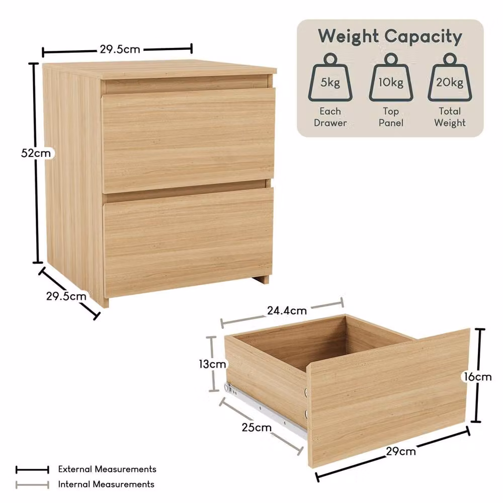 SPETLEK 2 Drawer Pine Bedside Chest of Drawers in Natural – 2
