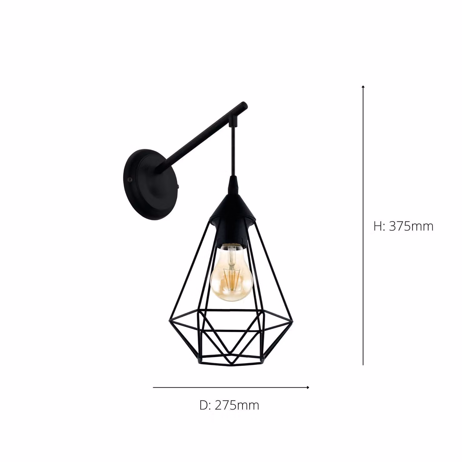 Eglo Tarbes Retro Metal Wall Light in Black – 3