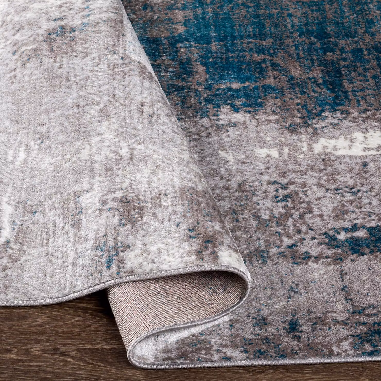 Livabliss Wanderlust Abstract Modern Marble Rug in Petrol Blue, Grey and Black, W: 120 cm, D: 170 cm – 3