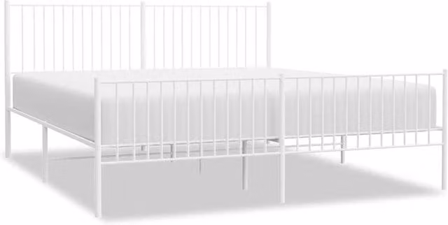 Berkfield Home Metal Bed Frame with Headboard and Footboard in White, W/D/H: 193 x 203 cm – 1