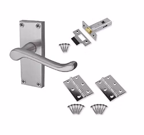 Golden Grace Victorian Scroll Door Handle Set in Brushed Chrome
