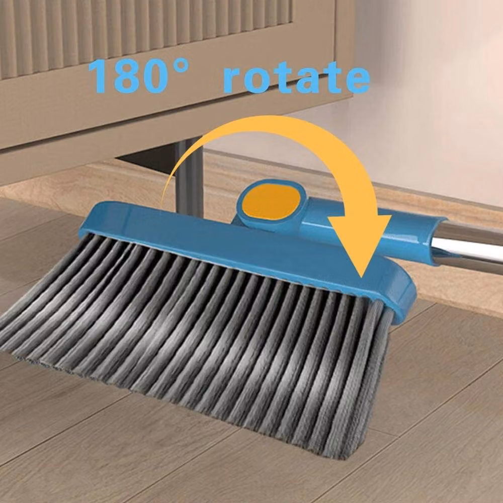 NESTLUNE Long Handled Metal Dustpan and Brush Set with Scraper in Blue, W/D/H: 100 x 15 cm – 3