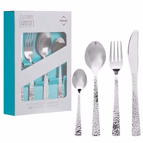 Premier Housewares 16 Piece Polished Stainless Steel Cutlery Set in Silver