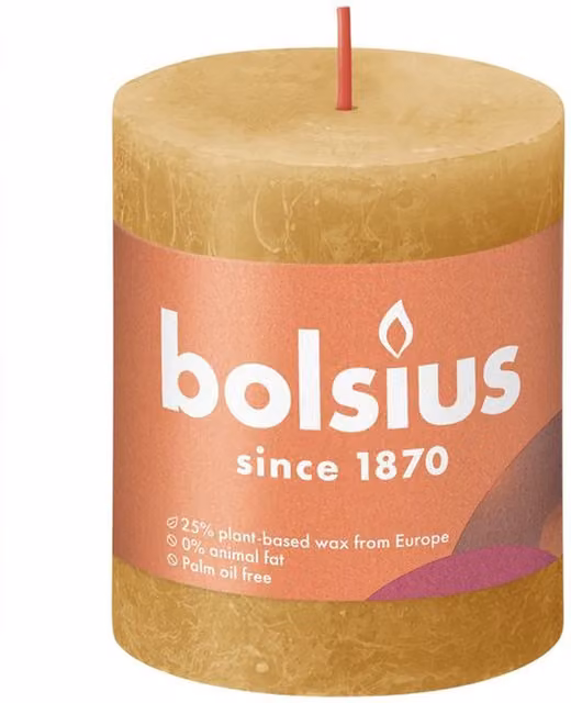 Bolsius Honeycomb Rustic Shine Pillar Candle, Yellow, H 80 mm x W 68 mm x D 68 mm