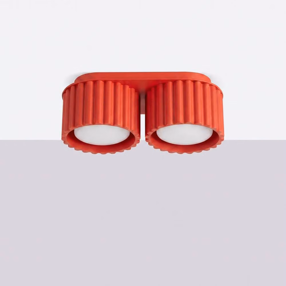 Sollux Lighting minimalist red cylinder ceiling lamp with 2 lights, W/D/H: 21 x 21 x 10 cm – 2