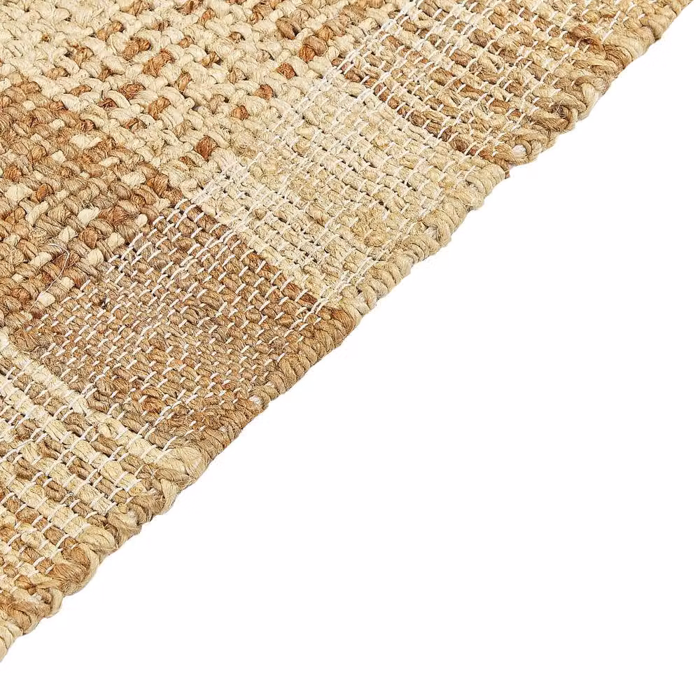 Wyld and Coco Beige Geometric Jute and Cotton Woven Area Rug with Fringes, W: 140 cm, L: 200 cm – 2