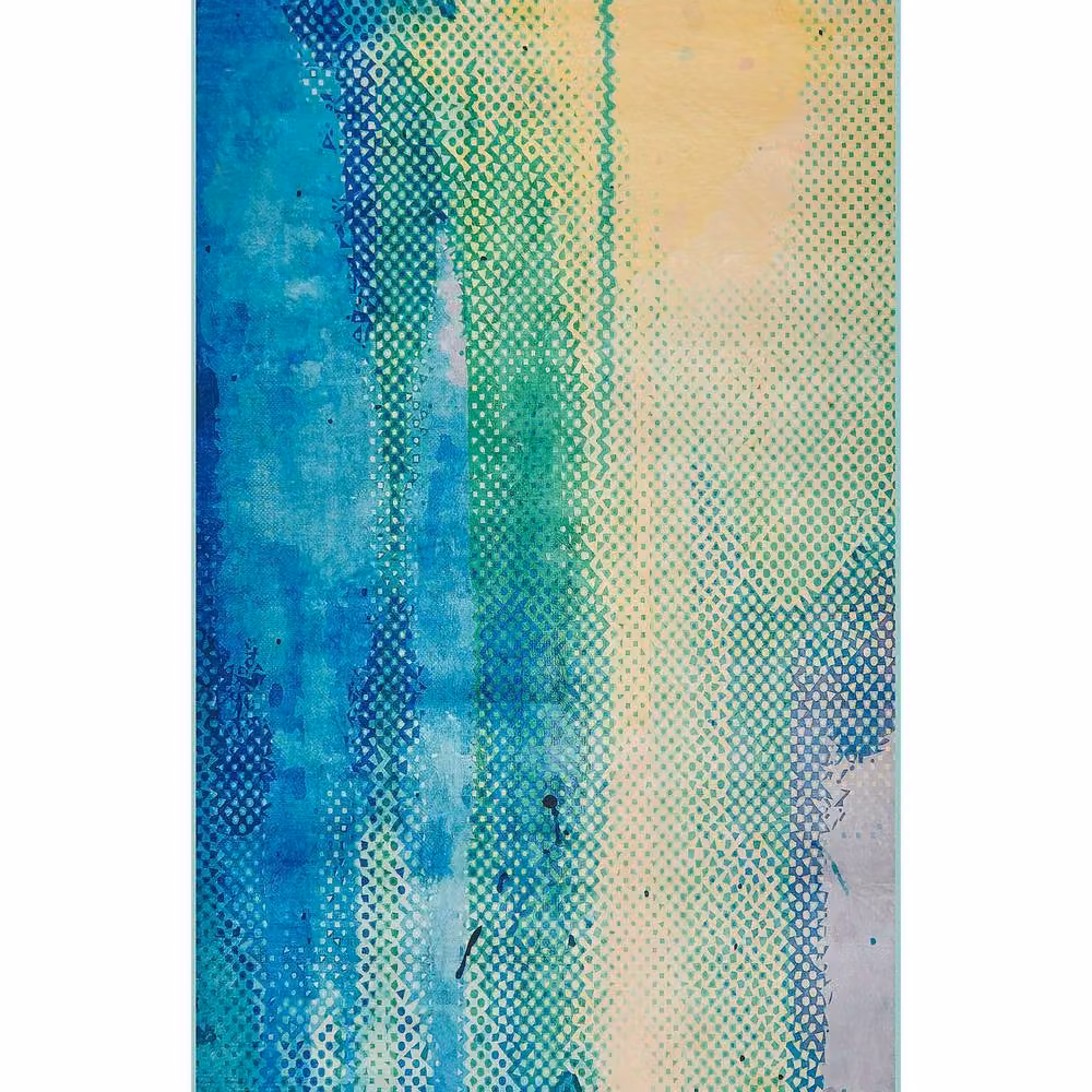 Wyld and Coco Modern Abstract Watercolour Area Rug in Multicolour Blue and Green, W: 80 cm, L: 150 cm – 2