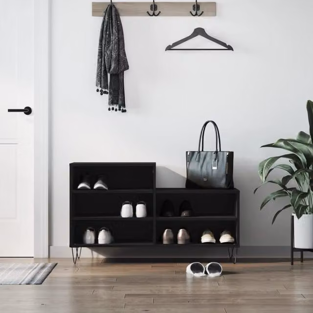 Berkfield Home Modern Black Wall Mounted Shoe Cabinet W/D/H: 102 x 36 x 60 cm