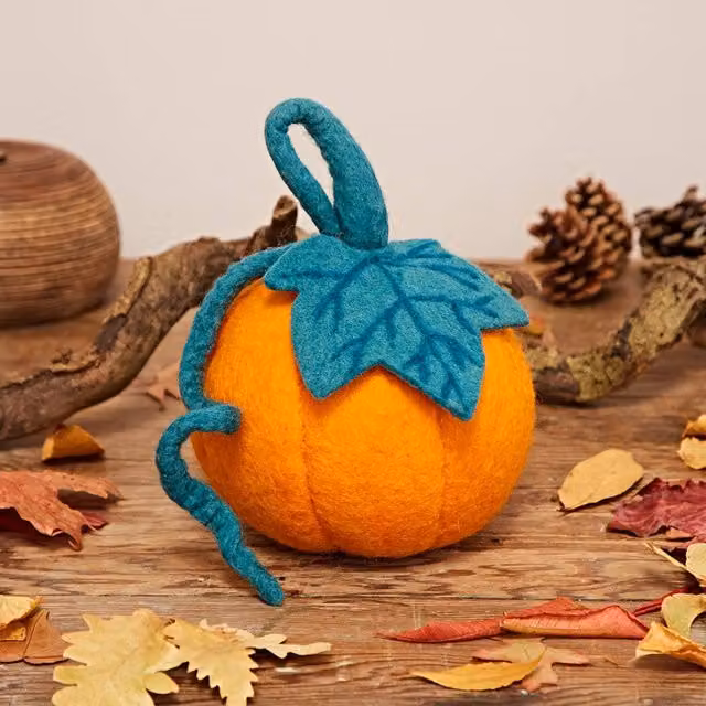 Paper High Felt Pumpkin Tabletop Decoration in Orange