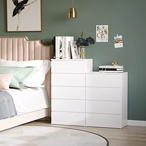 HOMCOM 4 Drawer Chest of Drawers Storage Cabinet in White – 4