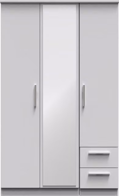 Ready Assembled 2 U Windsor Triple Mirror and Drawer Wardrobe in Mid Grey