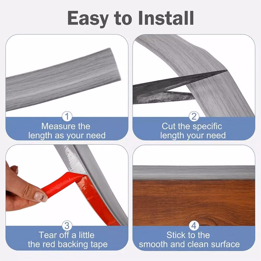NESTLUNE Grey Self-Adhesive PVC Laminate Carpet Floor Edging Transition Bar, Width: 52 cm – 3