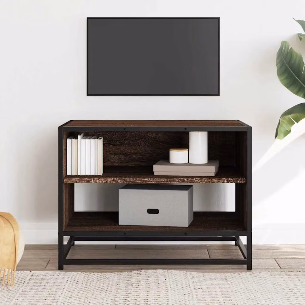 Berkfield Home Brown Oak TV Cabinet in Engineered Wood and Metal, W/D/H: 61 x 40 x 46 cm – 3