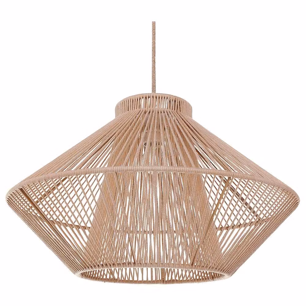 Wyld and Coco Beige Cotton Rope Pendant Lamp in Japandi Style – 2