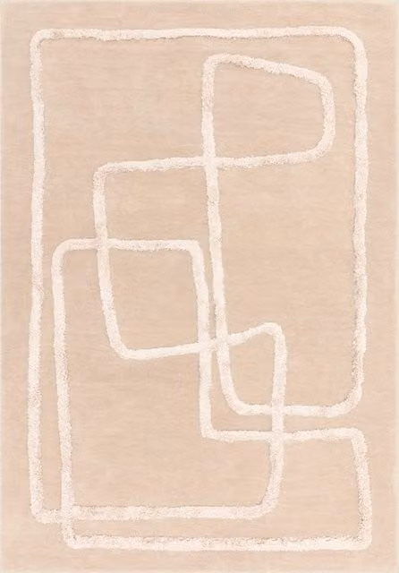 Asiatic Matrix Hand-Tufted Wool Rug in Beige with Abstract Modern Design