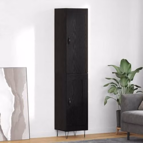 vidaXL Modern Black Oak Highboard with Hinged Door and Internal Shelves, W/D/H: 34.5 x 34.0 x 90.0 cm – 2