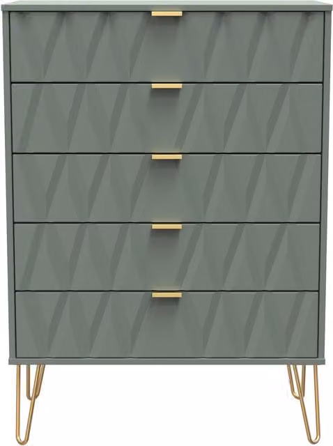 Ready Assembled 2 U Dallas 5 Drawer Chest in Green and Gold – 1