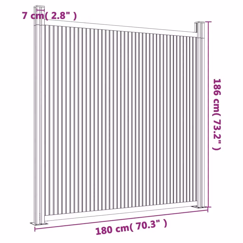 Berkfield Home WPC and Aluminium Fence Panel, Grey, H: 186 cm x W: 180 cm – 5