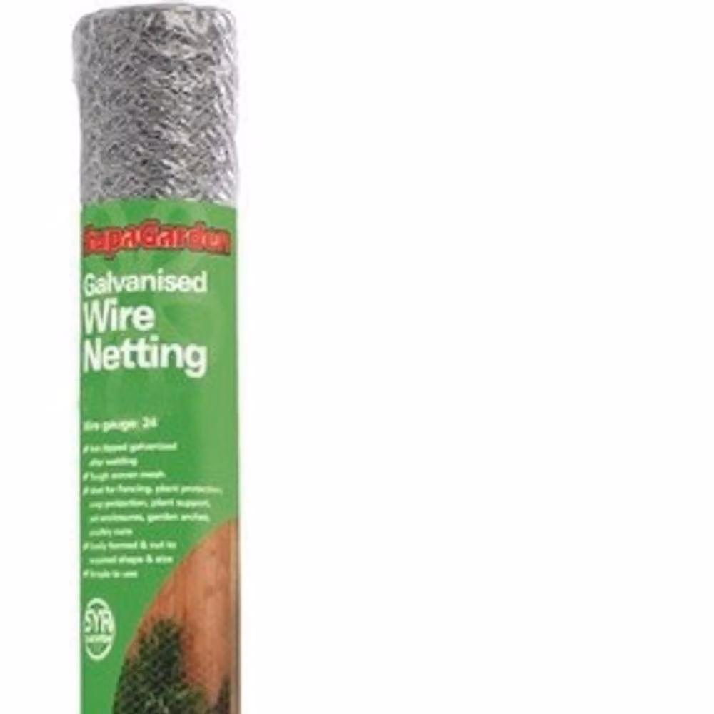 Ambassador Galvanised Steel Wire Garden Netting in Silver, H x W x D: 0.6 x 5 x 0.025 m – 2