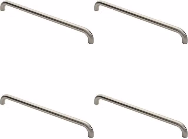 Loops 4x Round D Bar Pull Handles in Brushed Satin Stainless Steel, Silver, Fixing Centres: 600 mm, W/D/H: 630 x 30 x 30 mm