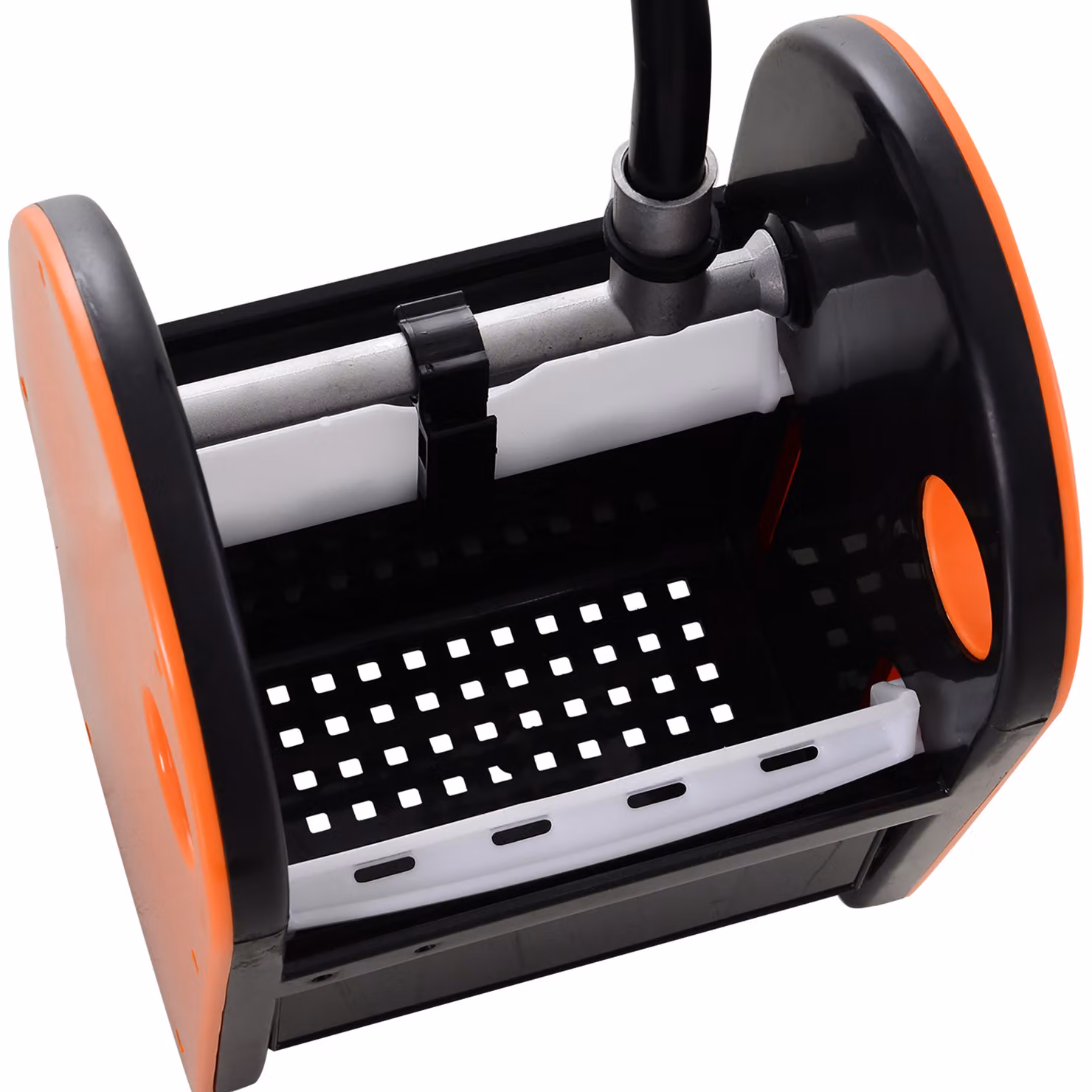 HOMCOM 26L Mop Bucket with Wringer and Wheels, Orange Plastic Bucket with Carry Handle and Mop Holder – 7