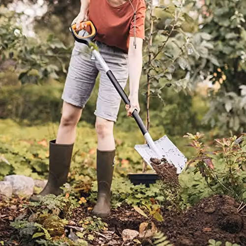 Fiskars Xact Pointed Gardener's Spade for Hard and Stony Soils with Reinforced Boron Steel Blade, Black/Orange, Length: 120 cm – 7