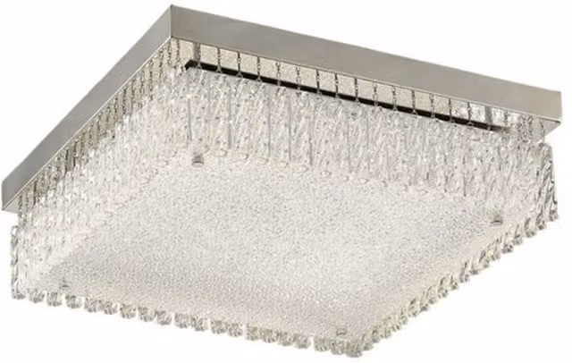 Aiden Large Square Flush Ceiling LED Light, 21W, 1800lm, 4200K, Polished Chrome and Crystal