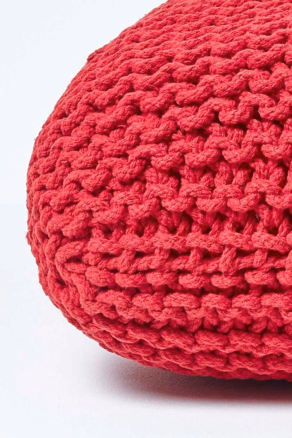 Homescapes Square Cotton Knitted Pouffe Floor Cushion in Red – 3
