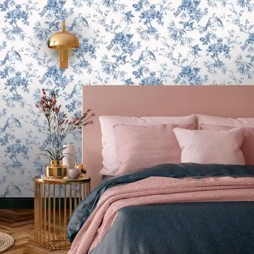 Rasch Amelie Chinoiserie Japanese Oriental Style Floral Wallpaper in Blue, White and Green – 4
