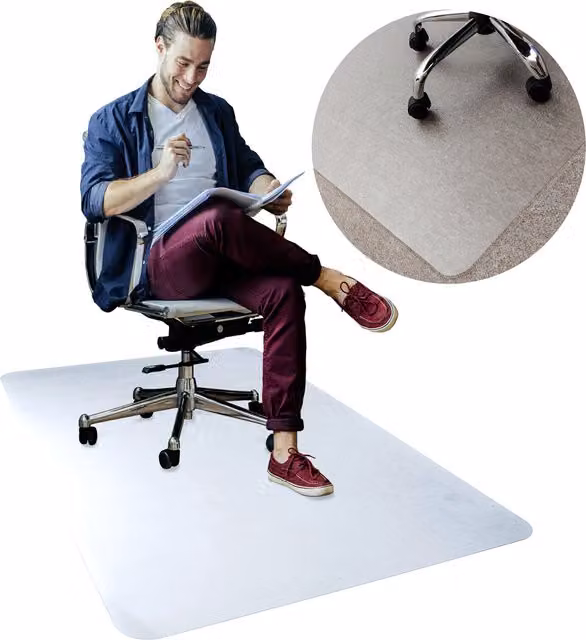 Hometex Solutions Premium Polycarbonate Heavy Duty Chair Mat for Deep Pile Carpets, Clear, W: 119 cm, D: 89 cm, H: 0.27 cm
