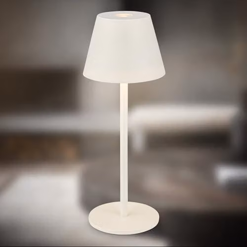 Briloner Rechargeable LED Table Lamp with Touch Dimming, IP44 Waterproof, White, H x W x D: 16 x 6 x 6 cm – 9
