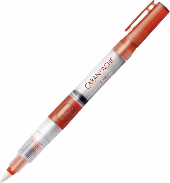 Caran d'Ache Red Water Brush with Fine Round Fibre Tip