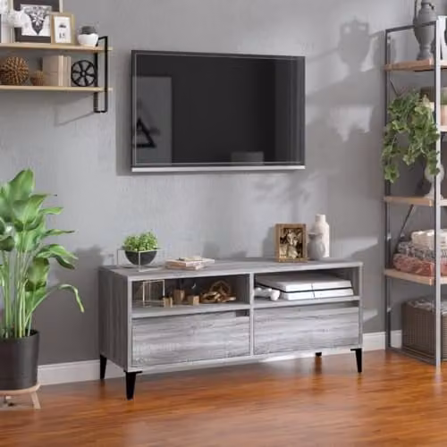 vidaXL TV Cabinet in Grey Sonoma, W/D/H: 100 x 34.5 x 44.5 cm – 1