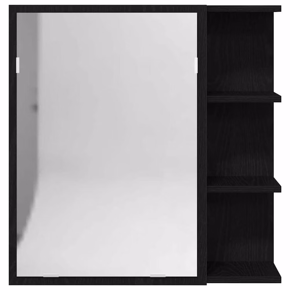 Berkfield Home Modern Black Oak Bathroom Mirror Cabinet, W/D/H: 64 x 20.5 x 20.5 cm – 4