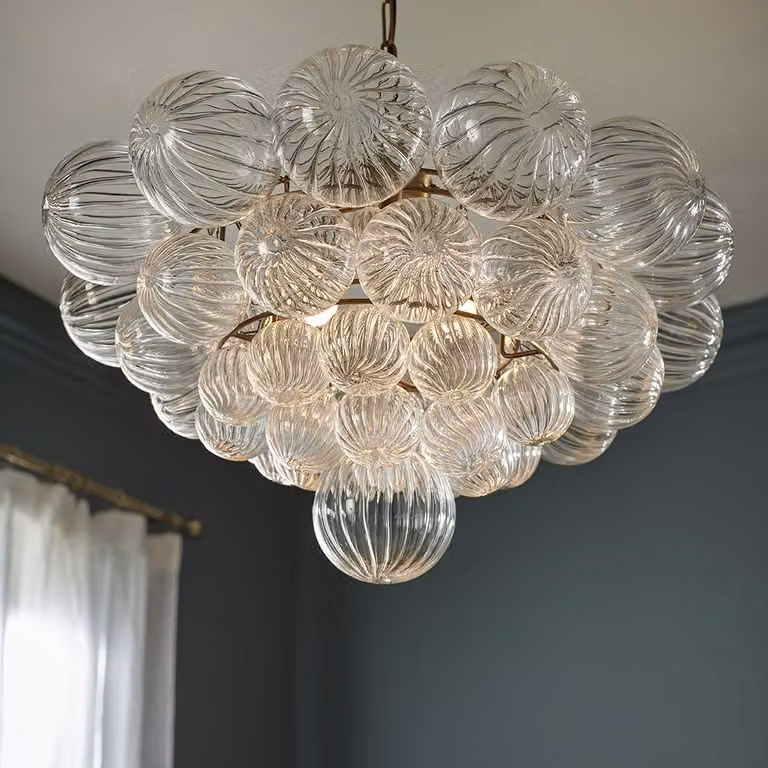Atkin & Thyme Solace Glass Chandelier in Gold/Brass and Transparent