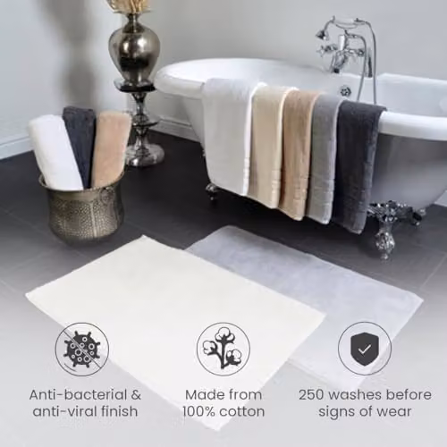 Allure Bath Fashions Allure Hotel Bath Mat, Charcoal Grey, 100% Cotton, Non-Slip, Antibacterial, W: 80 cm, D: 50 cm – 3