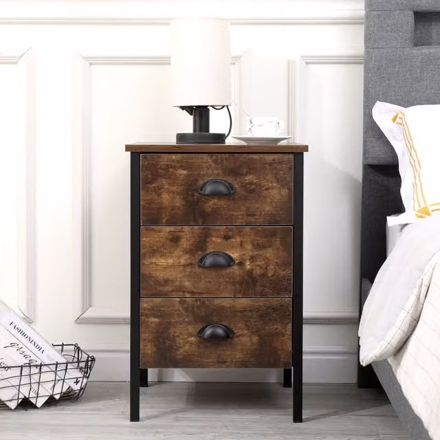 HMD 3-Drawer Chest of Drawers in Burnt Wood Brown