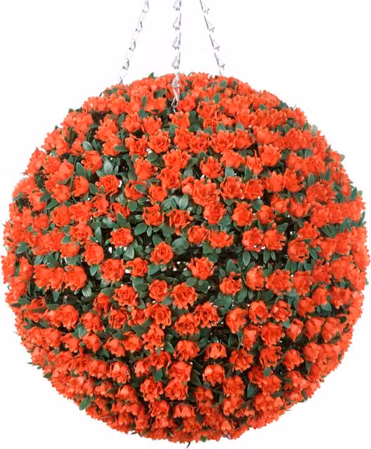 Best Artificial Orange Rose Hanging Basket Topiary Ball, Diameter: 38 cm