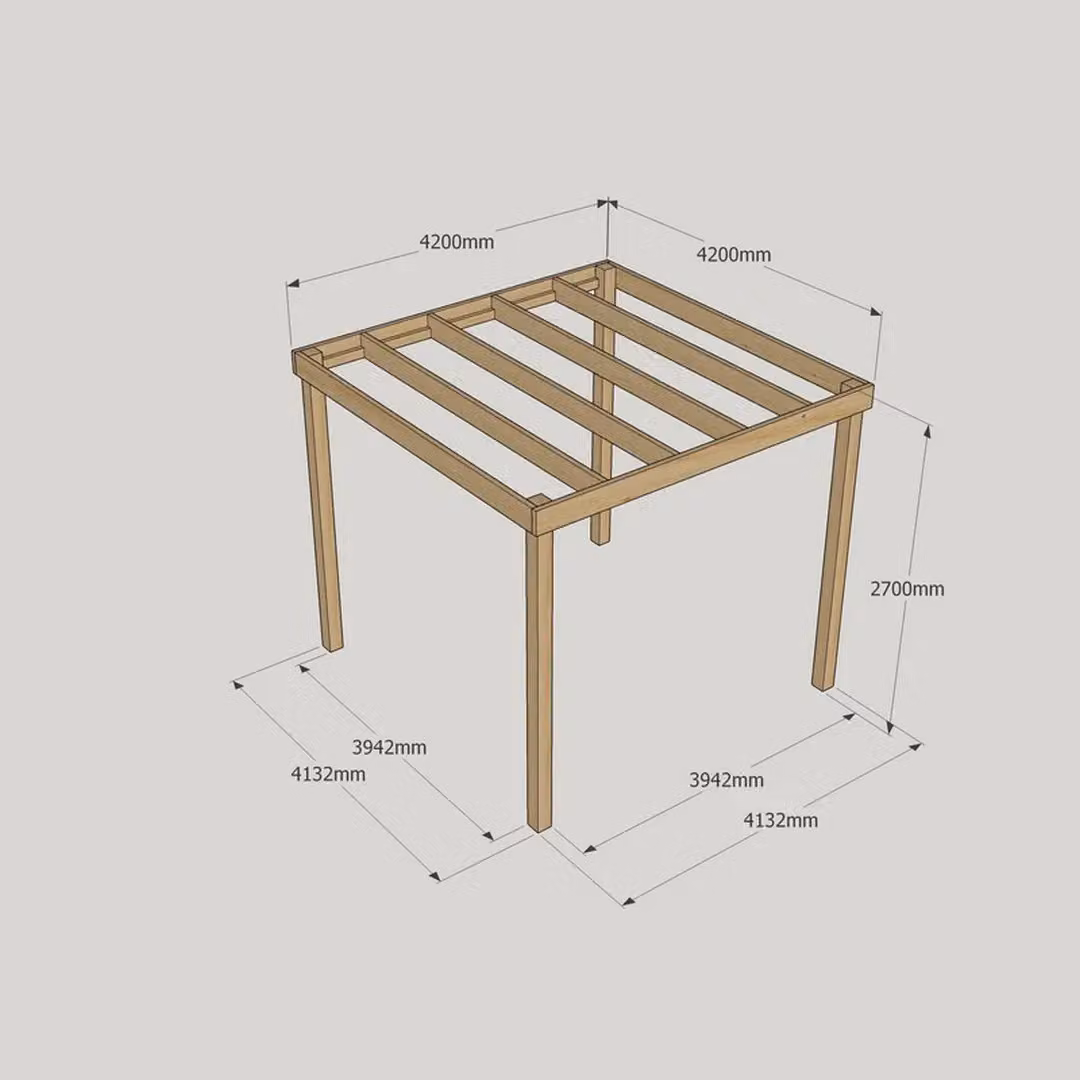 Rutland County Garden Furniture Ltd Wood Garden Pergola in Rustic Brown, W: 420 cm, D: 420 cm, H: 270 cm – 4